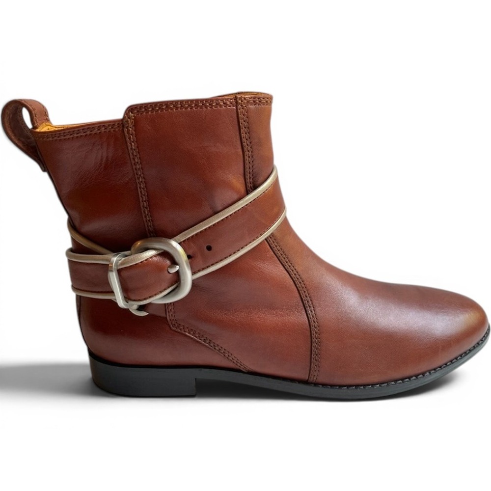 Robert Zur Buckled Leather Ankle Boots Womens Brown Shoes 10 M NWOB‎